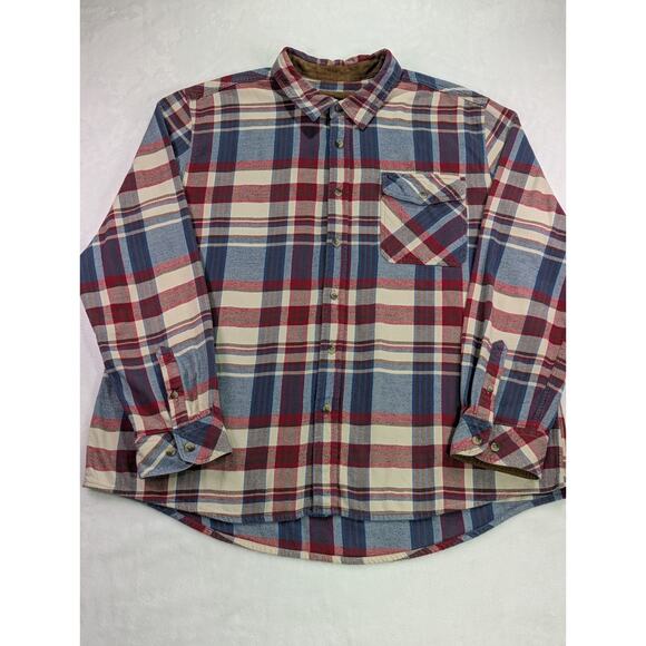 CQR Size 2XL Red,White,Blue,Brown Corduroy Flip Cuff 100% Cotton Flannel Shirt - Picture 3 of 15